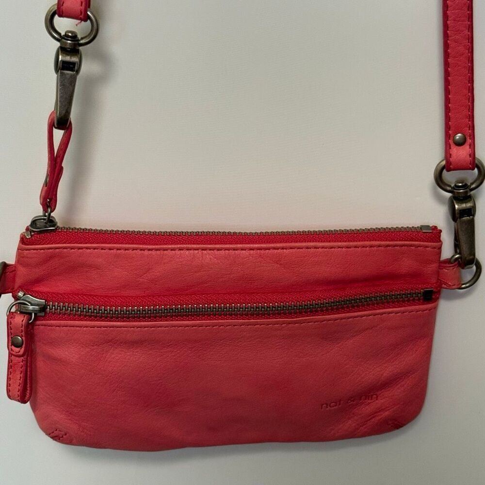 Nat & Nin the Vicky mini pouch wristlet pink 5x8”